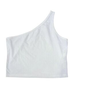 ADD ON ONLY SHEIN White One Shoulder Ribbed Crop Top | Size S